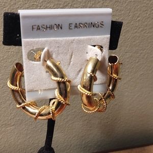 Nautical Gold Metal Hoop Earrings